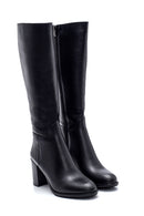 Women's Leather Zippered Heeled Boots | Derimod