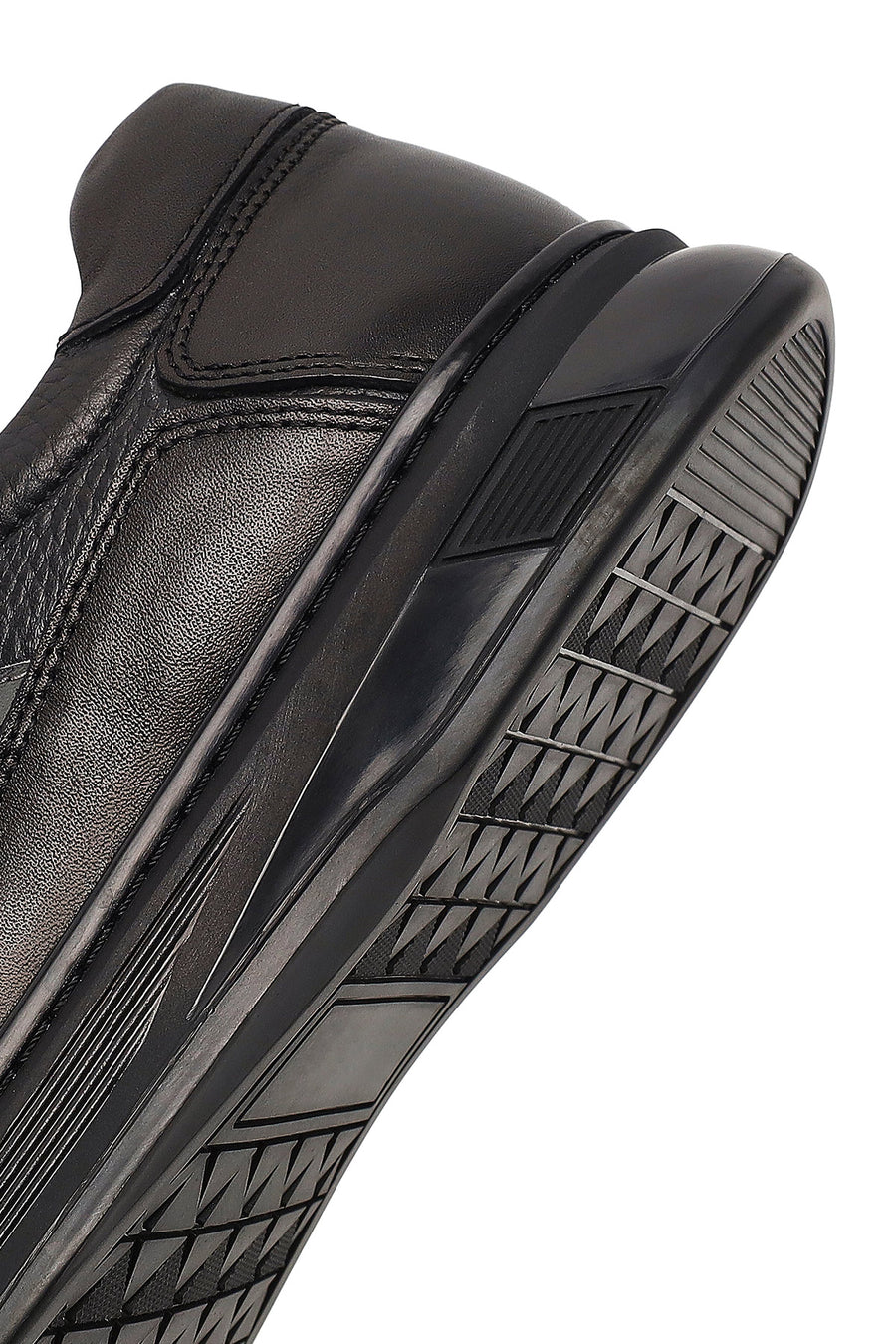 Erkek Siyah Bağcıklı Deri Casual Sneaker