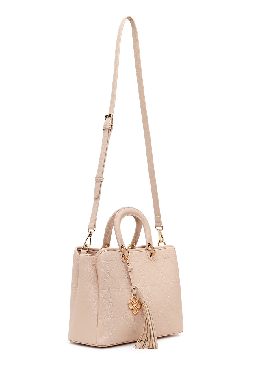 Woman Cream Long Strap Printed Shoulder Bag