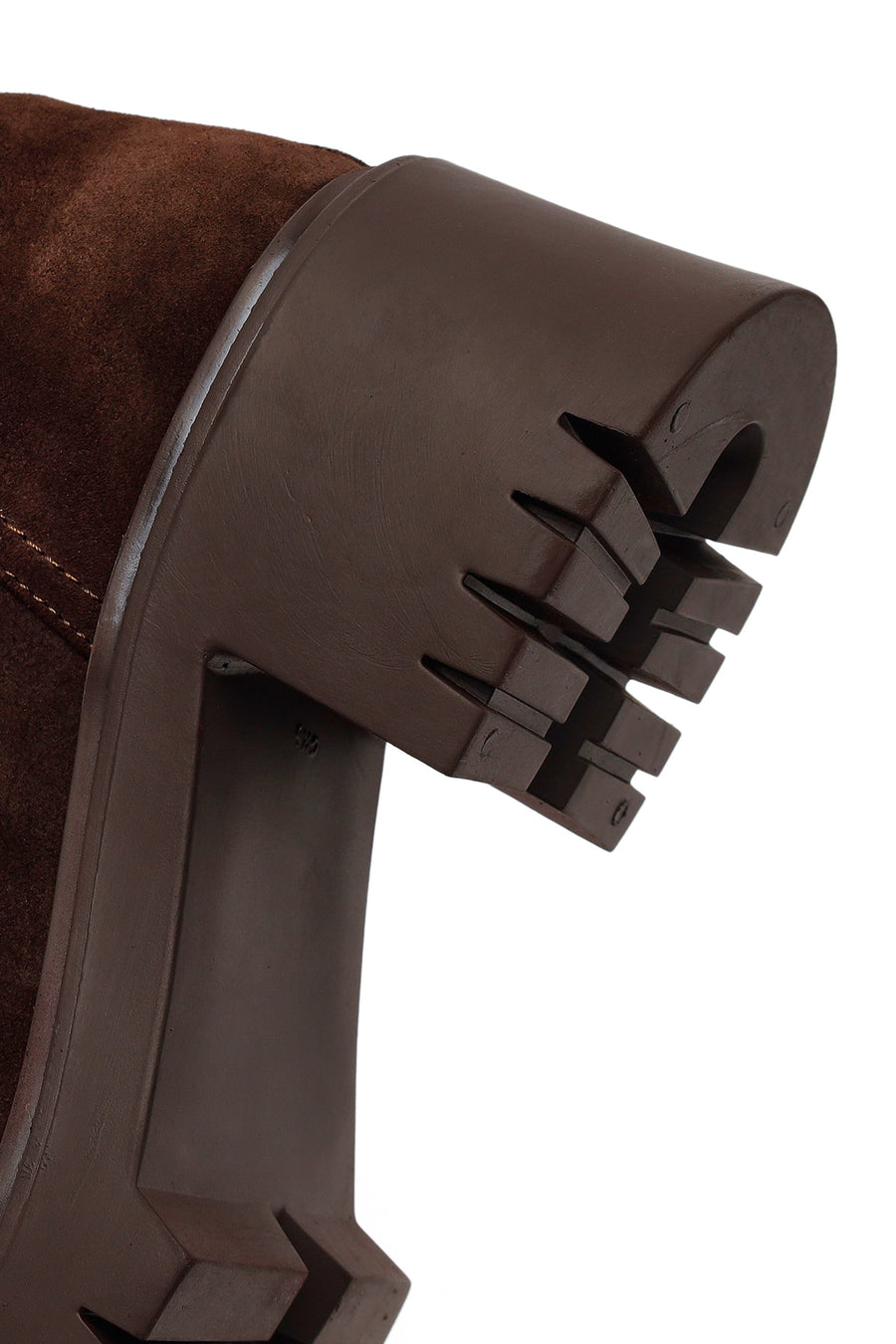 Woman Brown Zip Closure Chunky-Heeled Suede Leather Boots