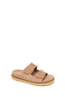Women's Mink Double Buckle Suede Leather Slippers | Derimod