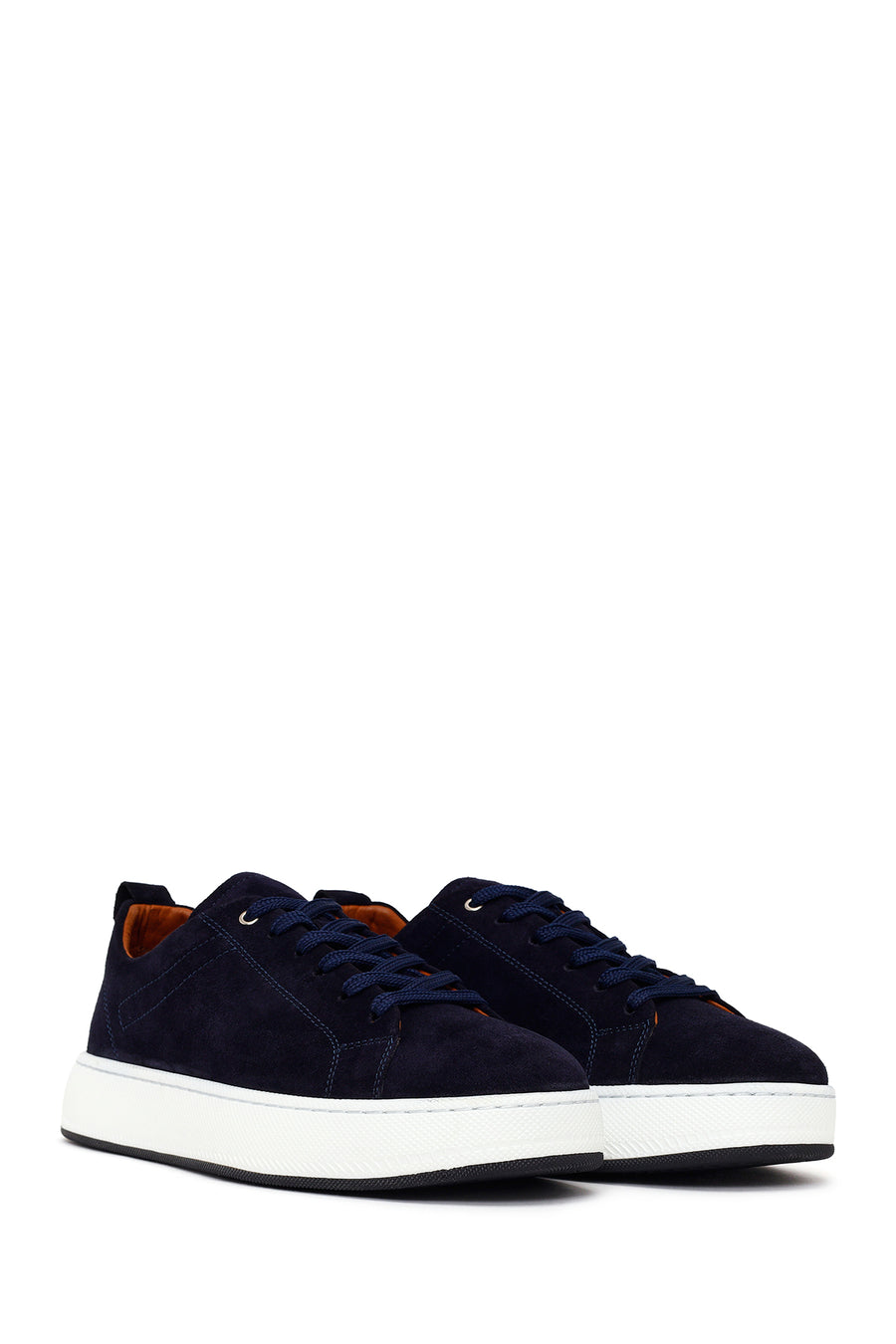 Male Navy Lace-up Suede Leather Sneaker