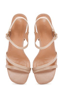 Women's Beige Ankle Strap Heeled Sandals | Derimod