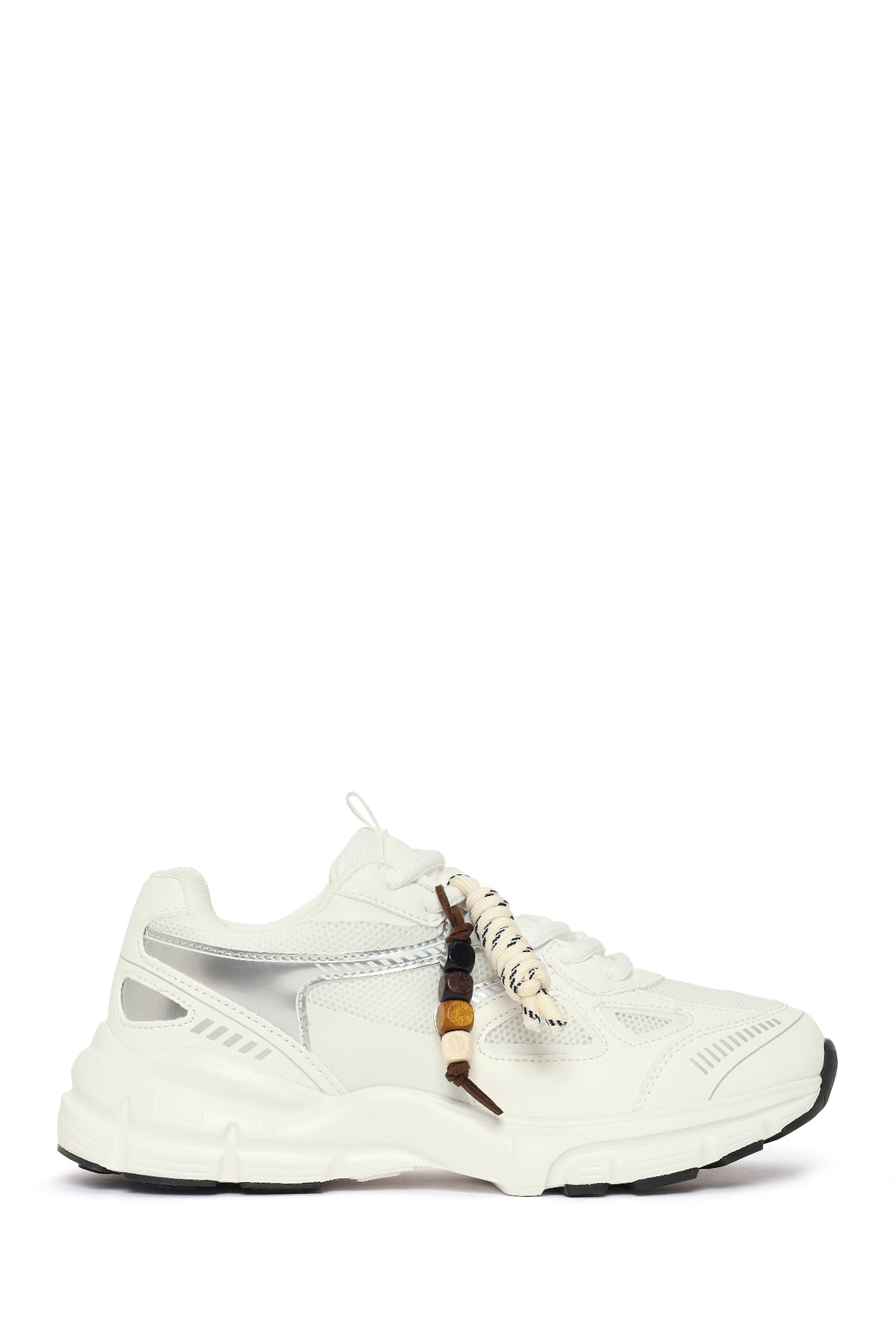 Woman White Lace-Up Thick-Soled Charm Sneaker 26PFE496114 | Derimod