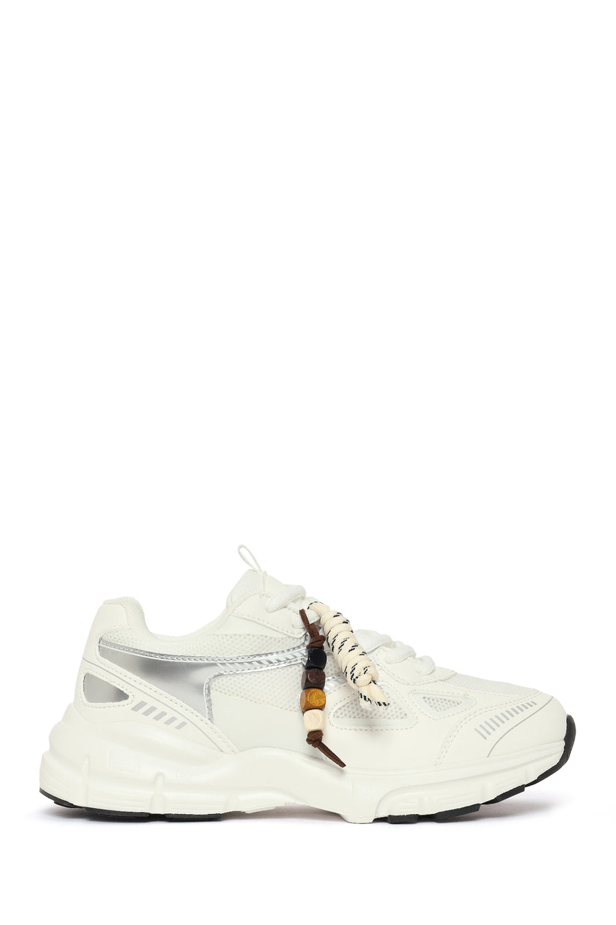 Woman White Lace-Up Thick-Soled Charm Sneaker 26PFE496114 | Derimod