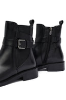 Woman Black Zippered Leather Boat | Derimod