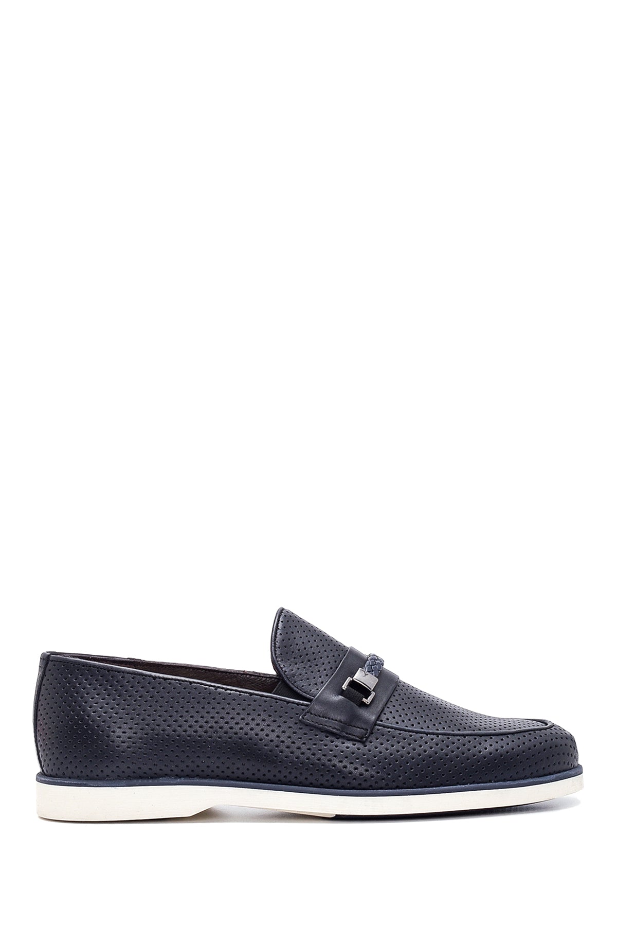 Erkek Lacivert Deri Delikli Casual Loafer 22SFD6045DI | Derimod