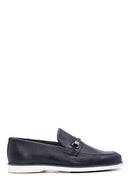 Erkek Lacivert Deri Delikli Casual Loafer | Derimod