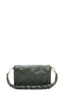 Women's Green Knitted Shoulder Bag with Printed Straps | Derimod