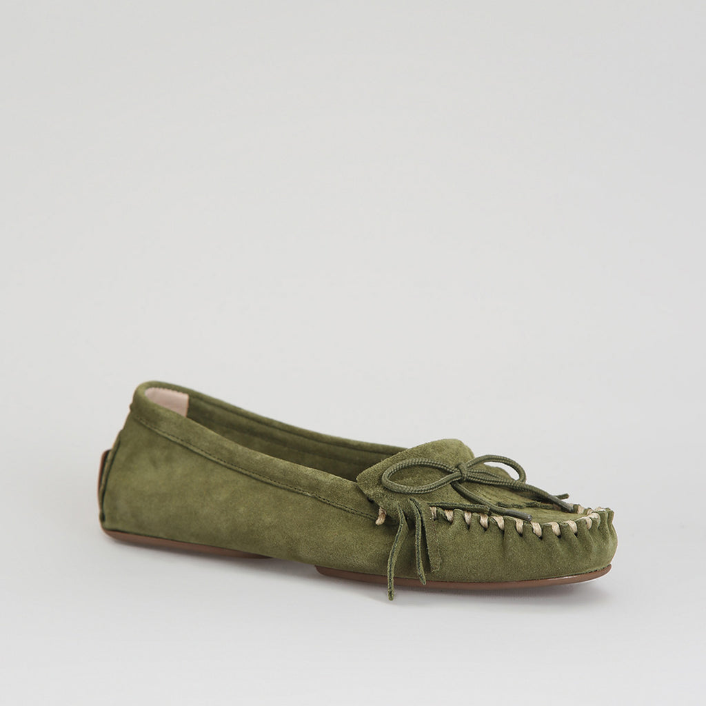 Süet Yeşil Kadın Deri Loafer