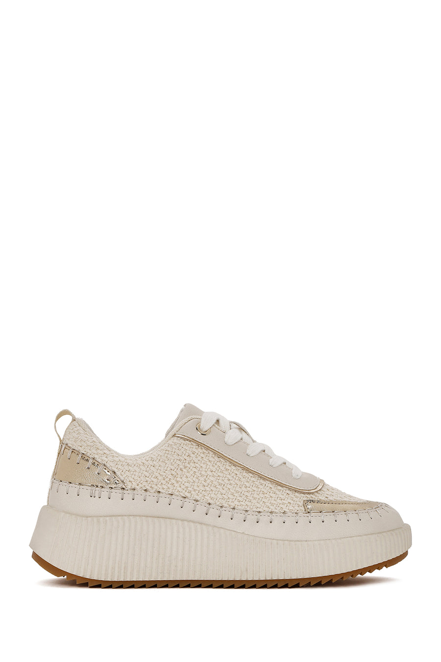 Women's Beige Lace-Up Thick-Sole Knitted Sneakers 26PFD43036F | Derimod
