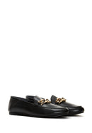 Women's Black Leather Masculine Loafer | Derimod