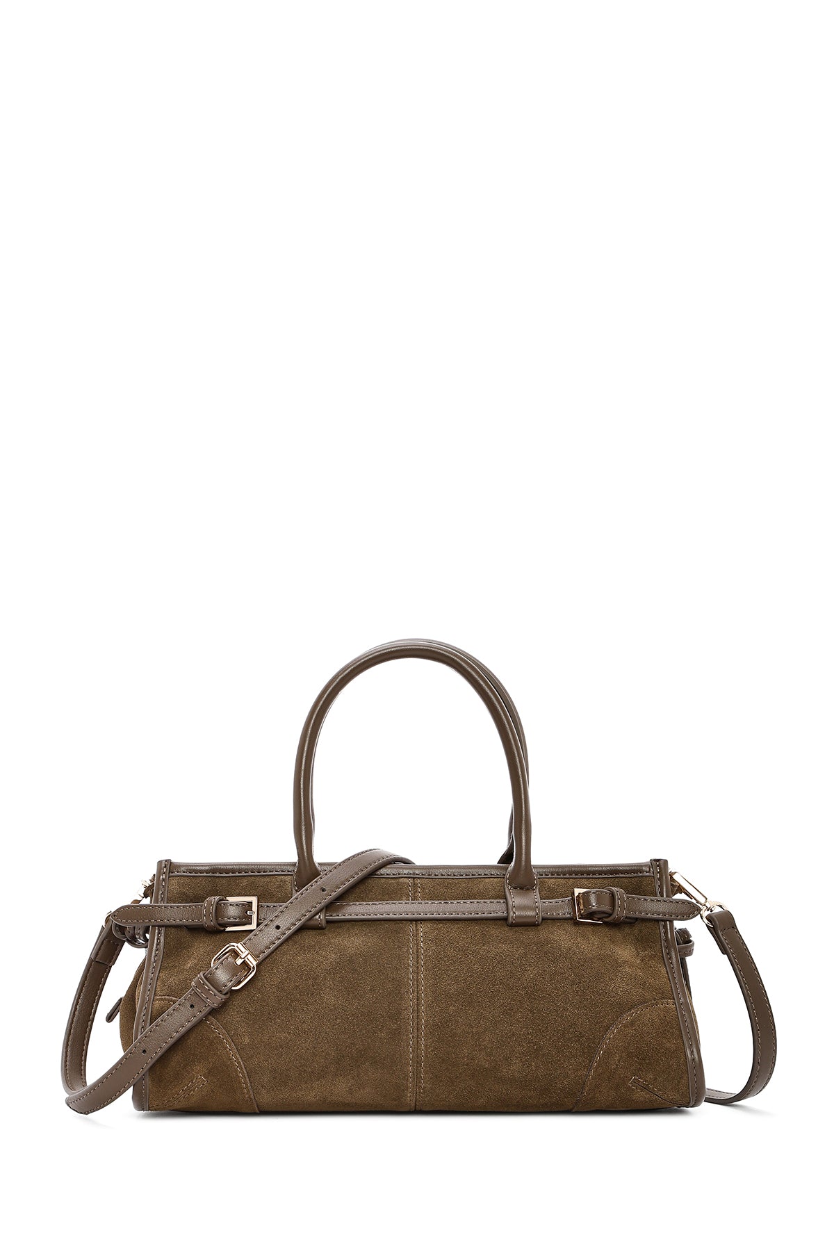 Women's Khaki Long Strap Suede Leather Handbag 24WBD259610 | Derimod