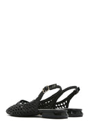 Women's Black Braided Open Back Ballerinas | Derimod