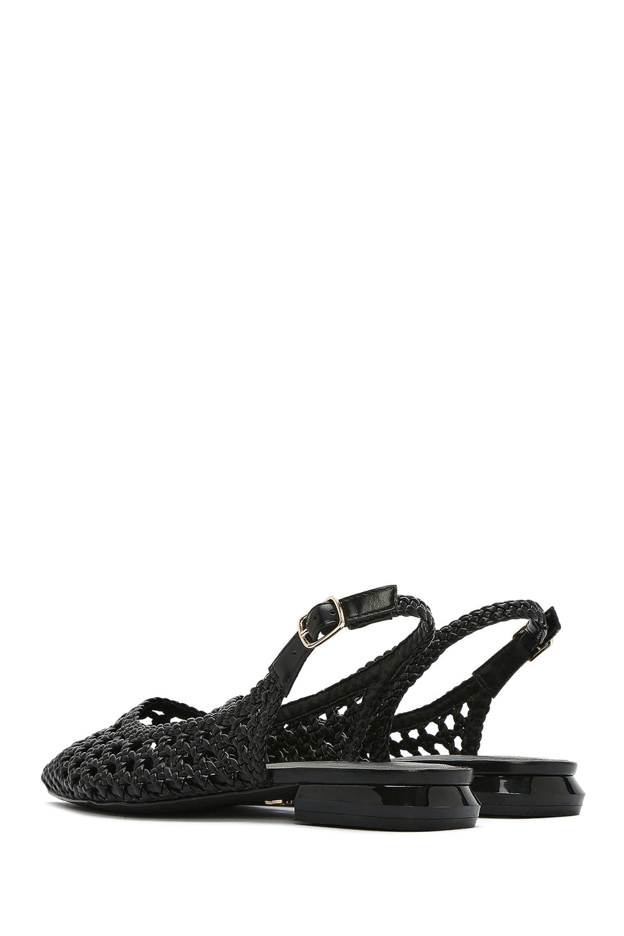 Women's Black Braided Open Back Ballerinas
