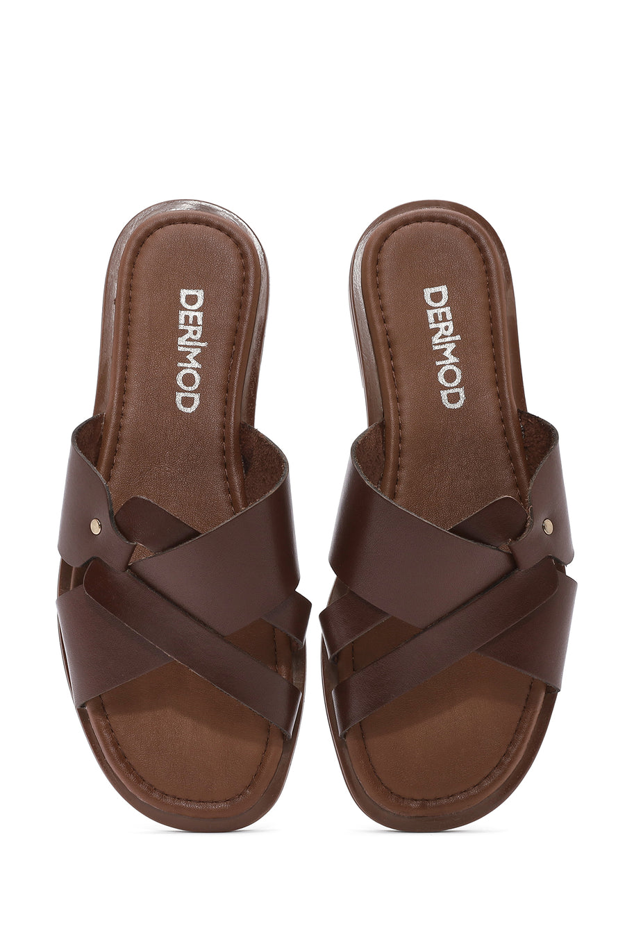 Women's Brown Leather Slippers