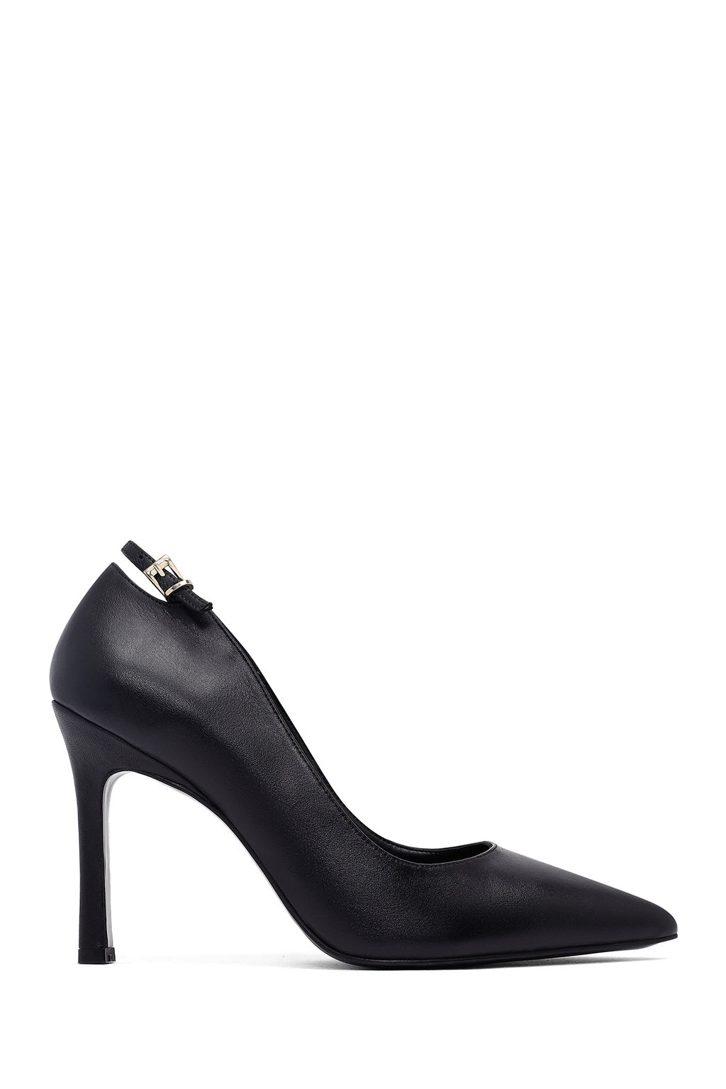 Kadın Siyah İnce Topuklu Deri Stiletto