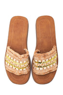 Women's Tan Thick Soled Slippers | Derimod