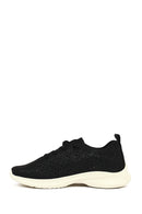 Kadın Siyah Bağcıklı Kalın Tabanlı Desenli Kumaş Comfort Sneaker | Derimod