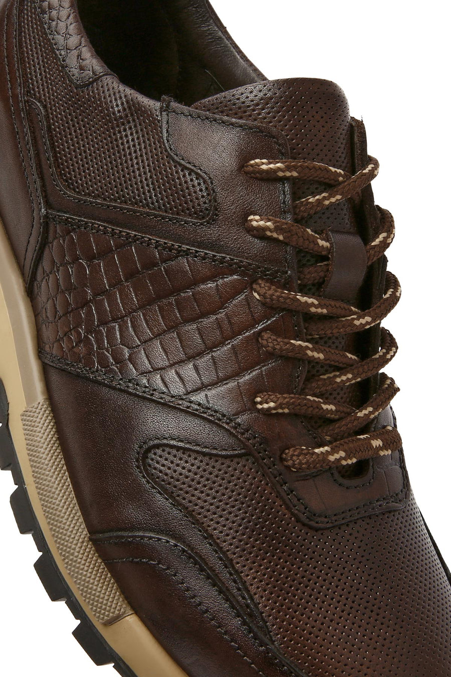 Men's Brown Lace-Up Leather Casual Sneaker