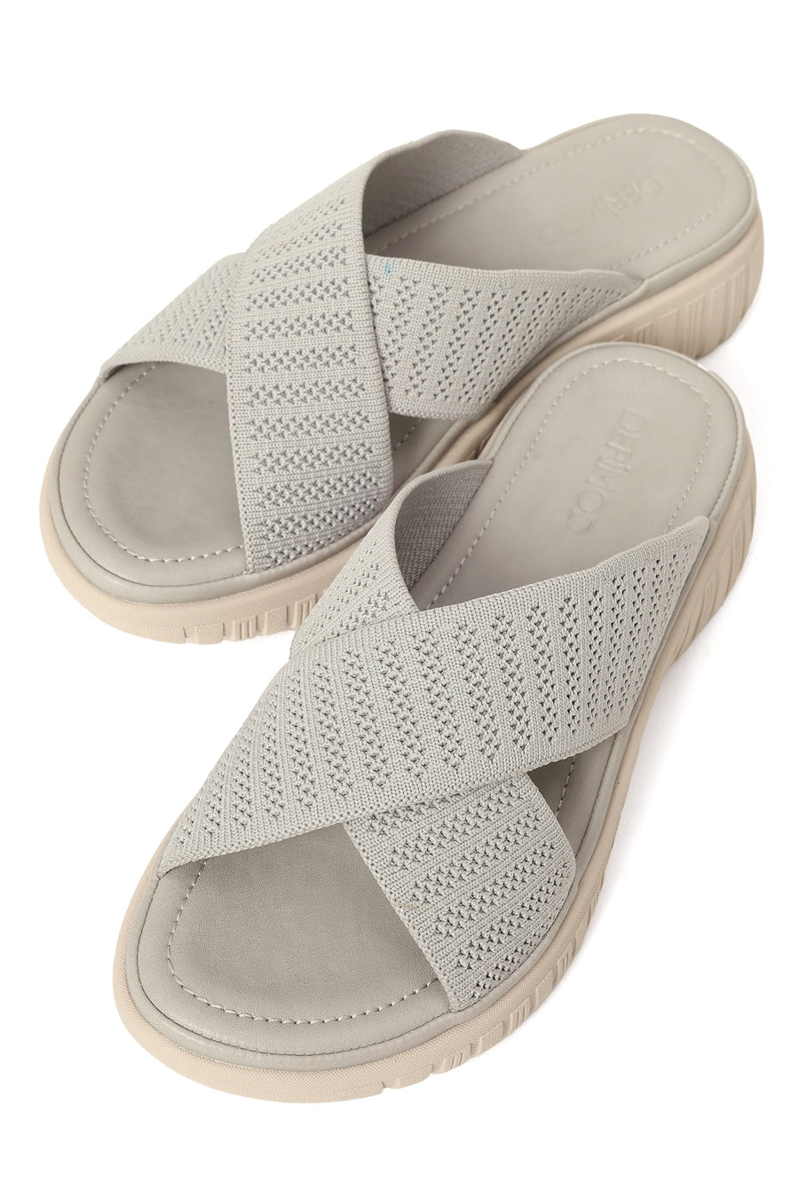 Woman Grey Thick-Soled Fabric Comfort Slippers