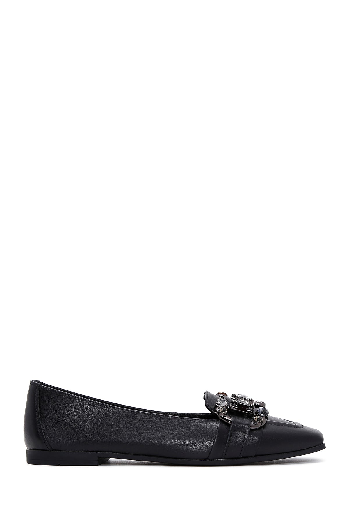 Women's Black Stone Leather Loafer 24SFD270718 | Derimod