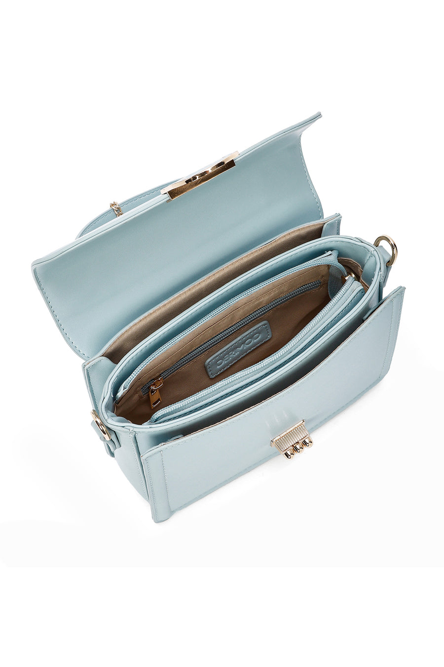Women's Blue Long Strap Crossbody Bag with Accessory Detail