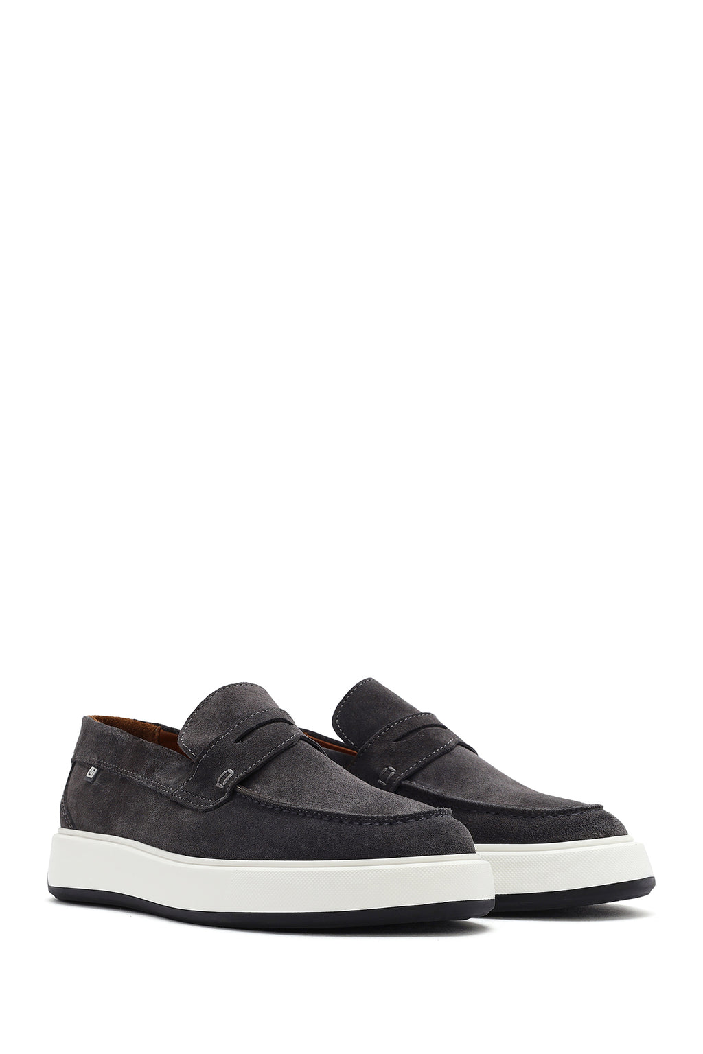 Erkek Gri Süet Deri Casual Loafer