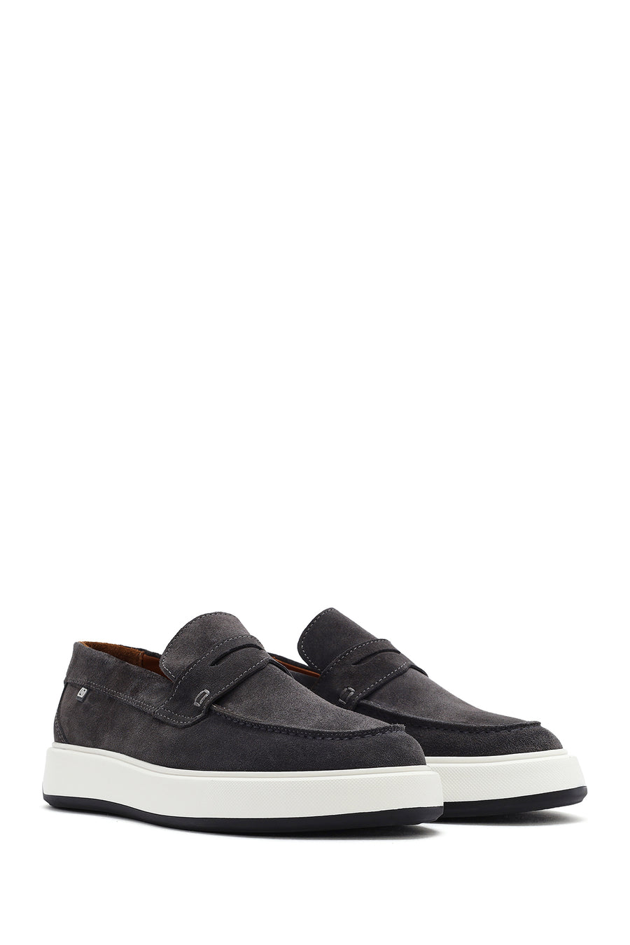 Erkek Gri Süet Deri Casual Loafer