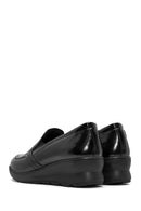 Women's Black Wedge Heel Patent Leather Comfort Loafer | Derimod