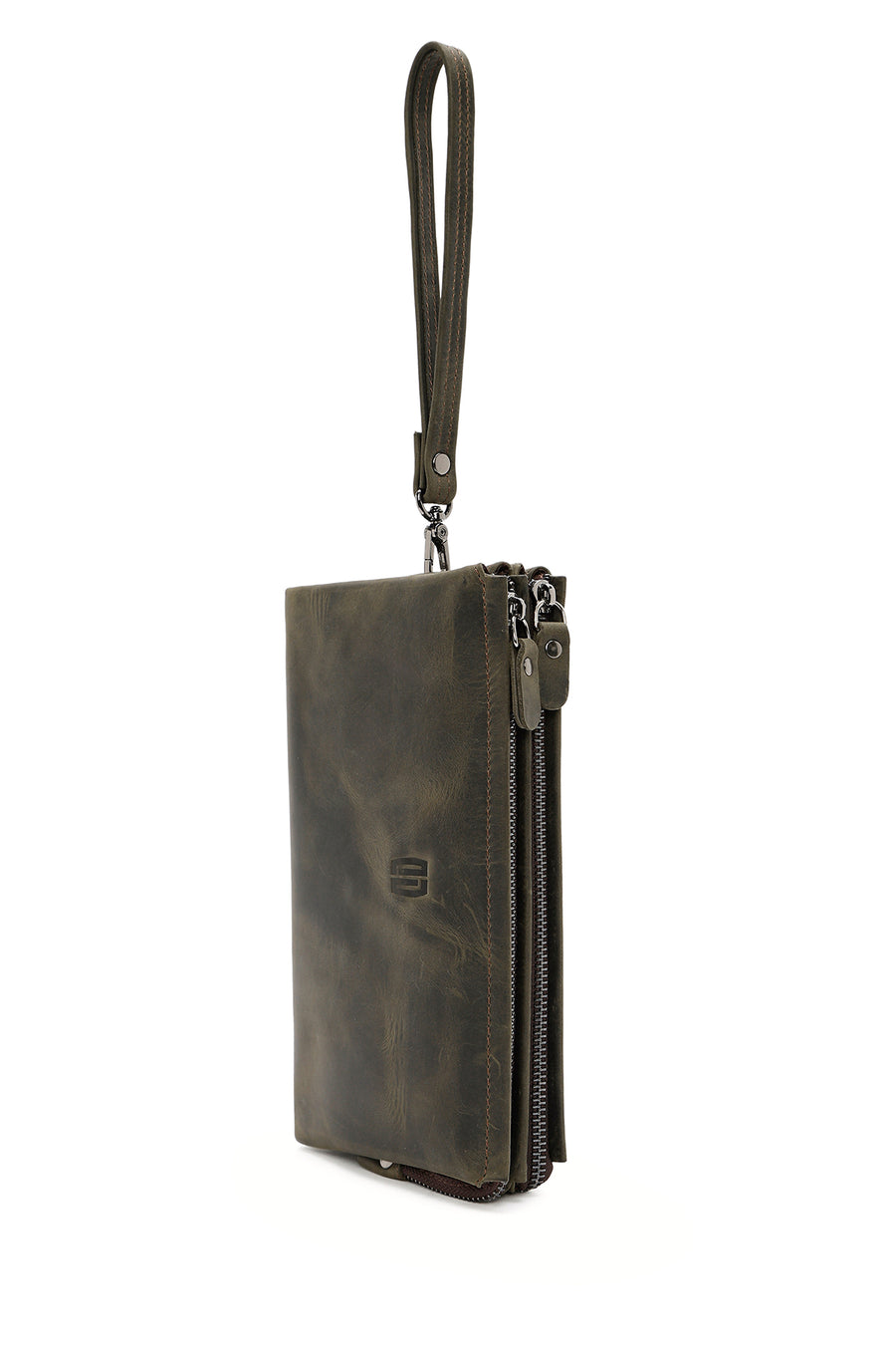 Men's Khaki Leather Handbag