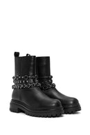 Women's Black Zippered Leather Boots | Derimod