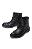 Men's Black Leather Zippered Casual Boots | Derimod