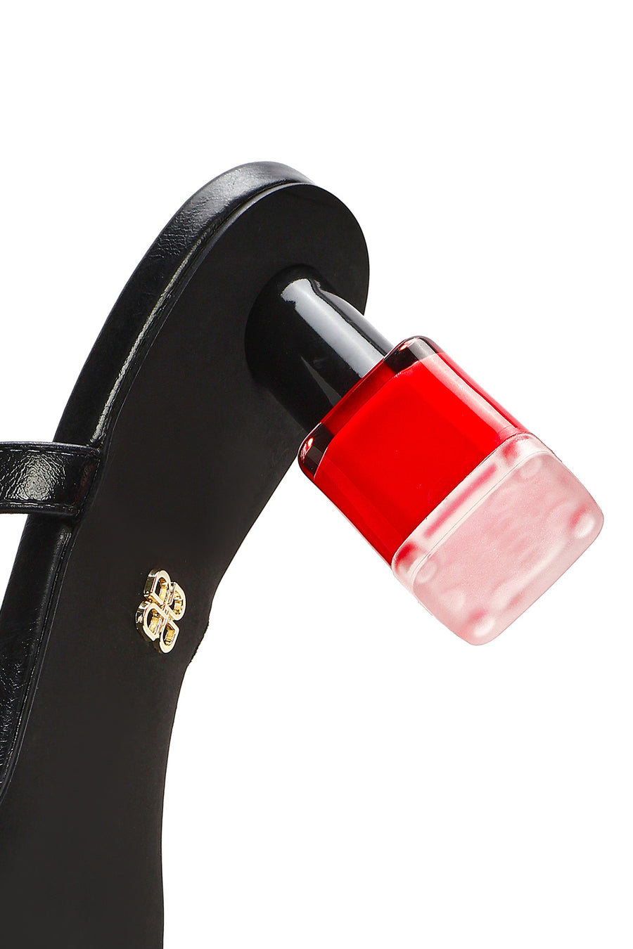 Women's Black Thick Heeled Slippers