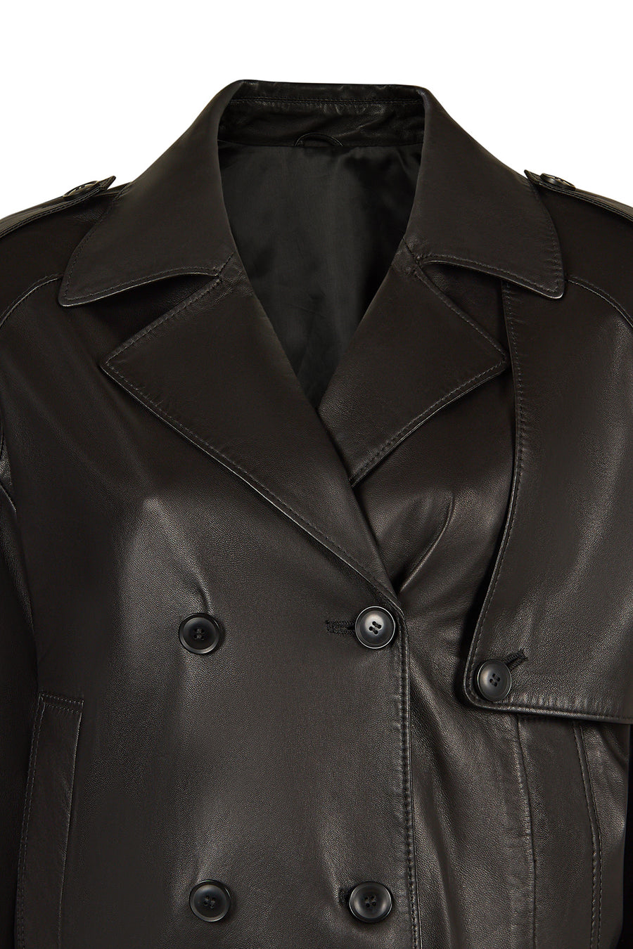 April Woman Black Short Oversize Leather Jacket