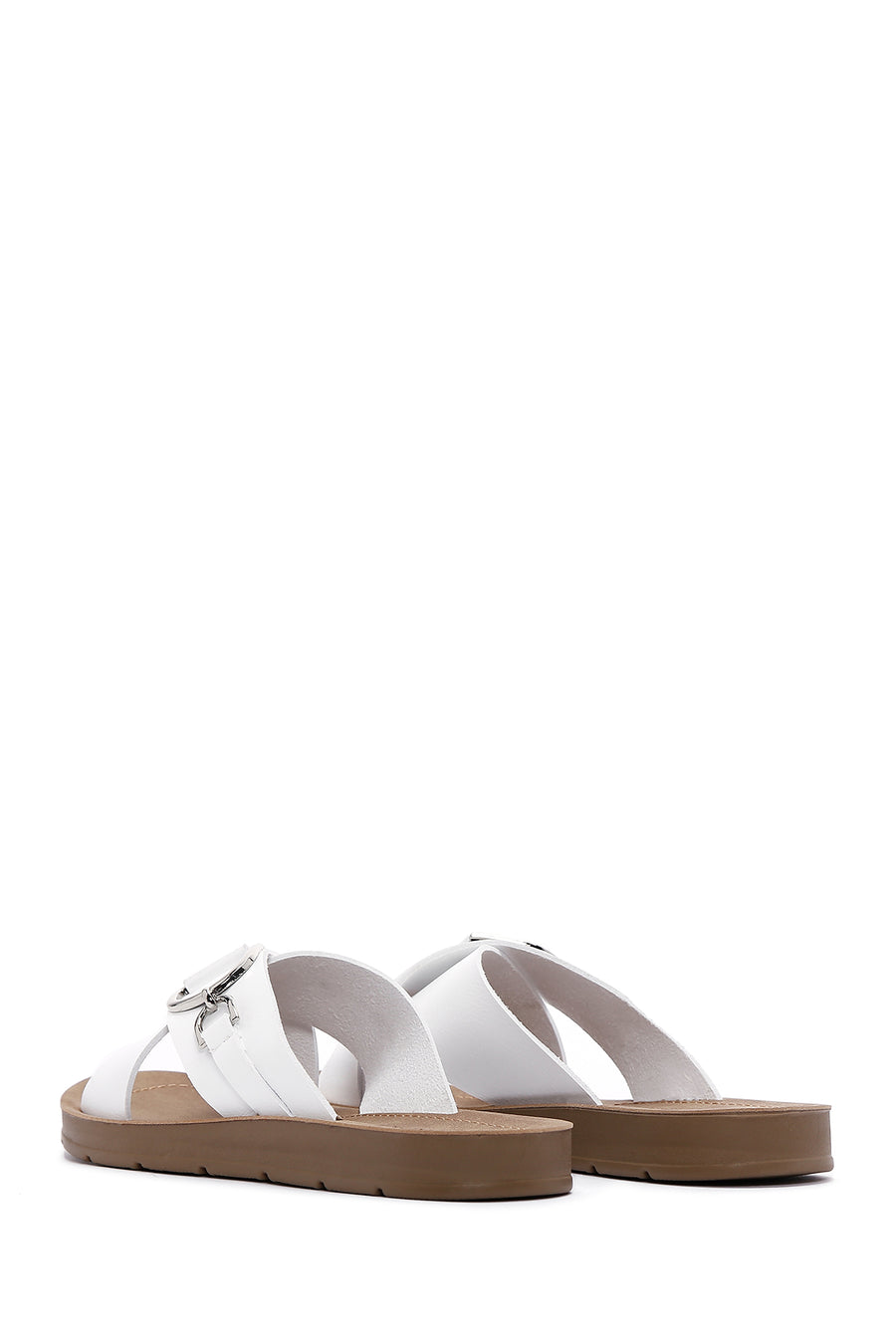 Women's White Flat Slippers