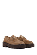 Woman Tan Lace-up Thick-soled Suede Leather Casual Shoes | Derimod