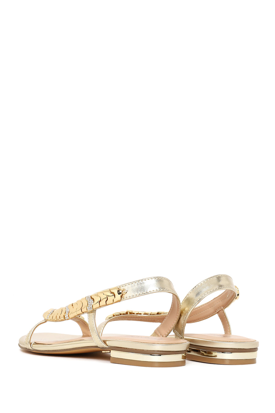 Woman Gold Stone-Embellished Sandal