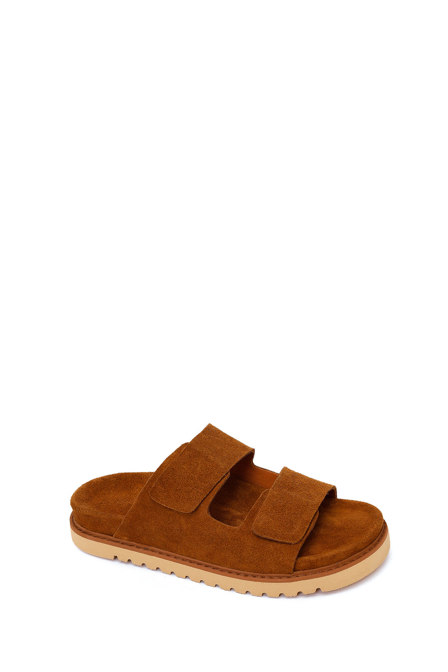 Women's Tan Double Buckle Suede Leather Slippers