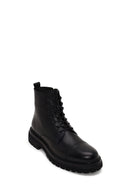 Male Black Lace-up Zip Closure Leather Casual Boots | Derimod