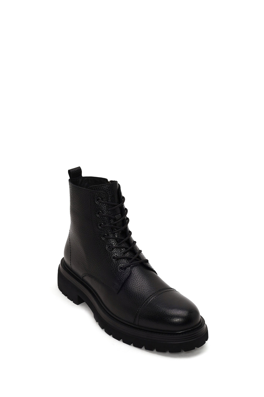 Male Black Lace-up Zip Closure Leather Casual Boots