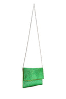 Women's Green Long Chain Strap Stoned Clutch Bag | Derimod