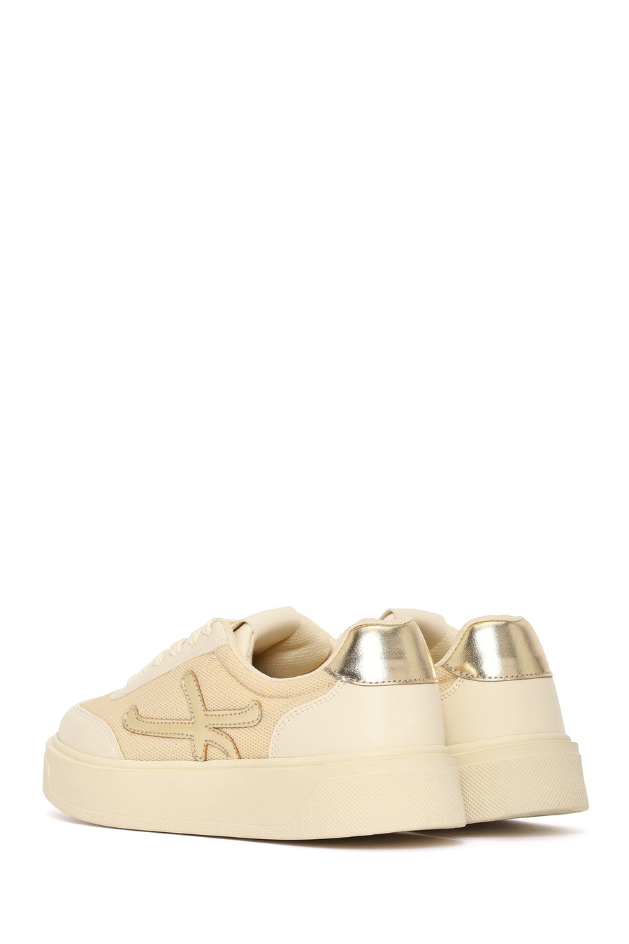 Woman Beige Lace-up Sneakers