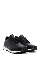 Men's Black Leather Printed Sneaker | Derimod