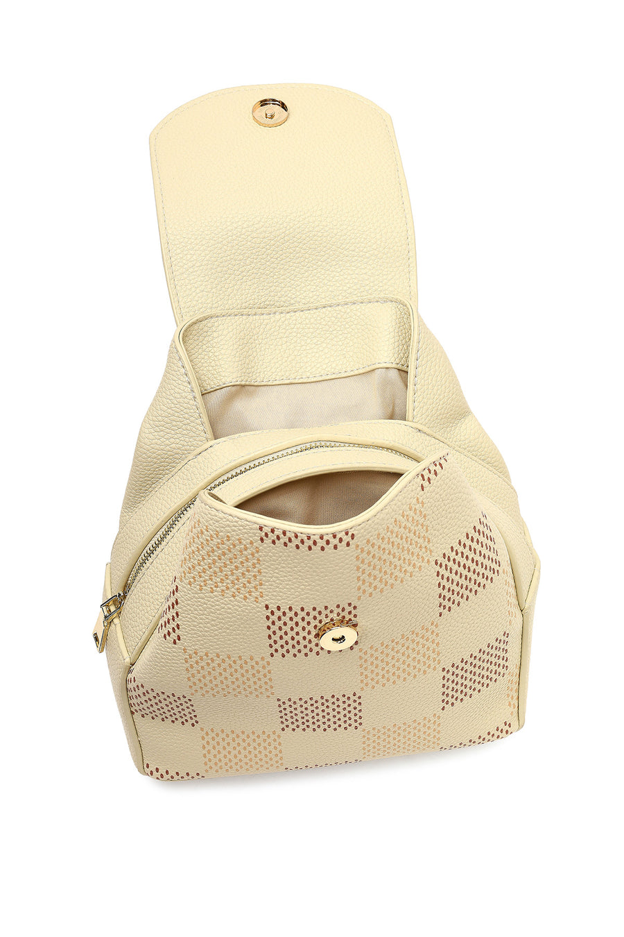 Women's Beige Printed Backpack