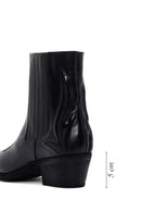 Women's Black Leather Heeled Cowboy Boots | Derimod