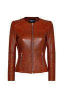 Irina Women's Brown Judge Collar Leather Jacket | Derimod