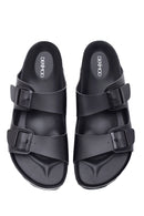 Men's Leather Double Buckle Slippers | Derimod