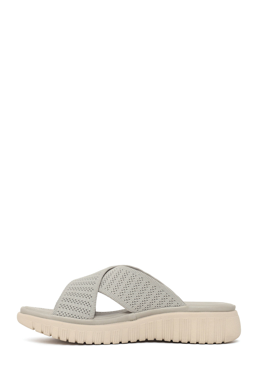 Woman Grey Thick-Soled Fabric Comfort Slippers