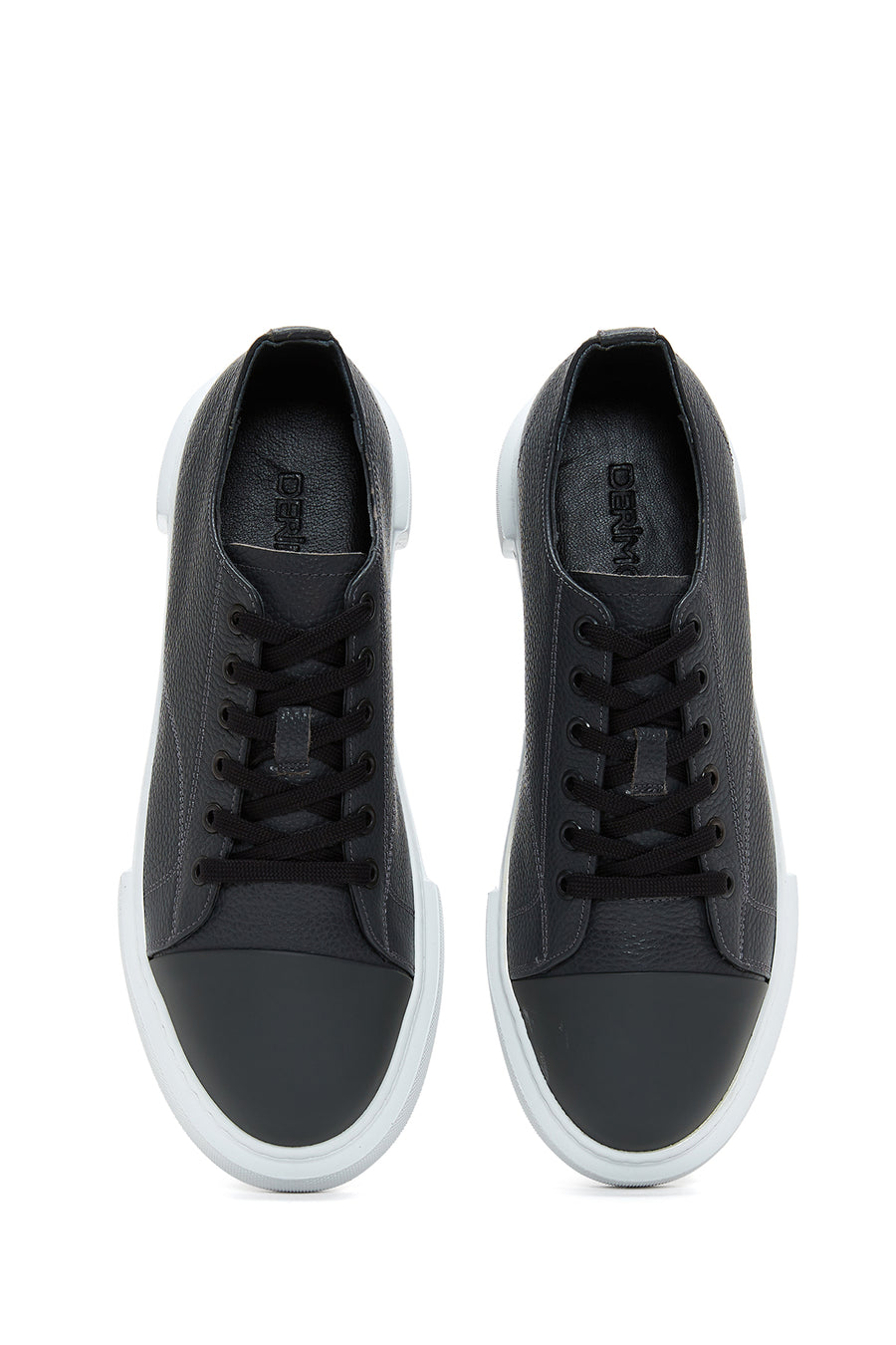 Erkek Gri Deri Kalın Tabanlı Sneaker